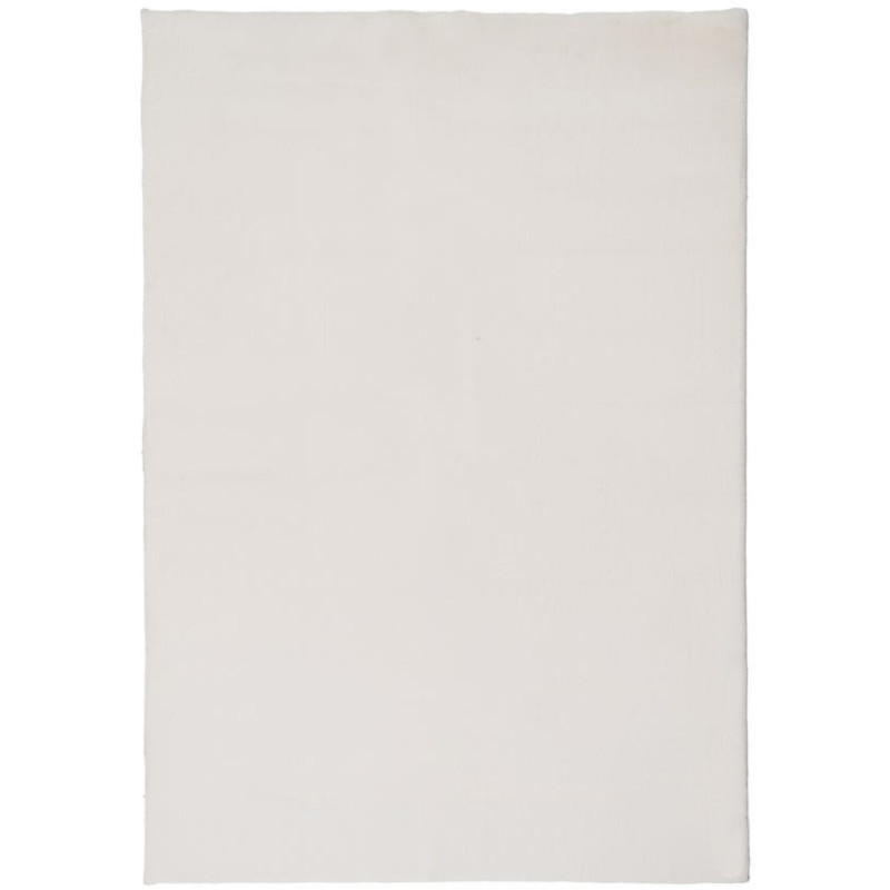 Grand Tapis style cocooning moderne Rectangulaire 160x230 Tissu Blanc Albiga