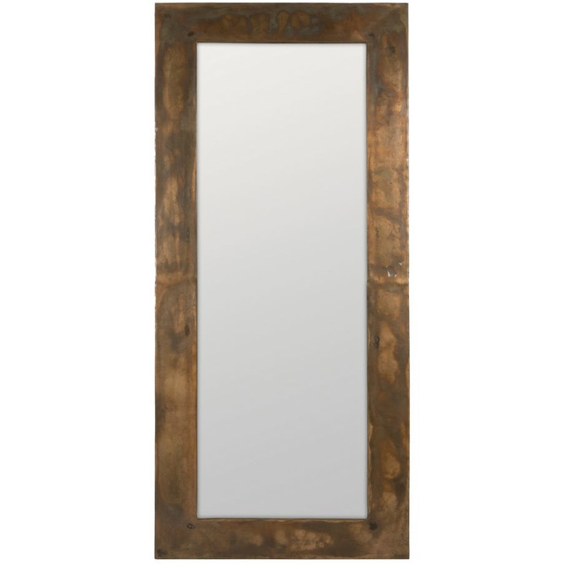 Grand Miroir mural XXL industriel chic Rectangulaire 100x220 Métal Doré Cortavio 