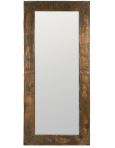 Grand Miroir mural XXL industriel chic Rectangulaire 100x220 Métal Doré Cortavio 