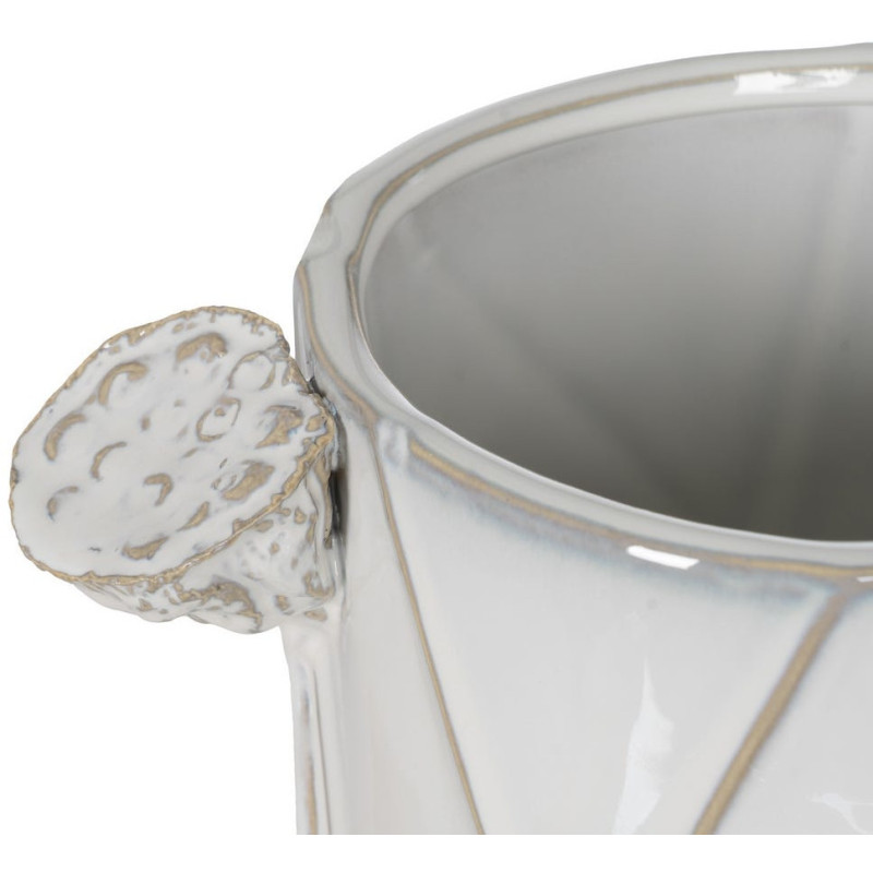 Grand Vase XXL design floral sculptural Cylindrique H 41 cm Céramique Blanc Nyméria 