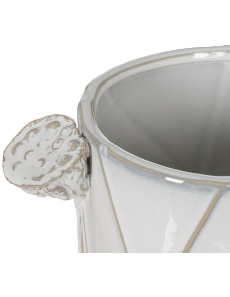 Grand Vase XXL design floral sculptural Cylindrique H 41 cm Céramique Blanc Nyméria 