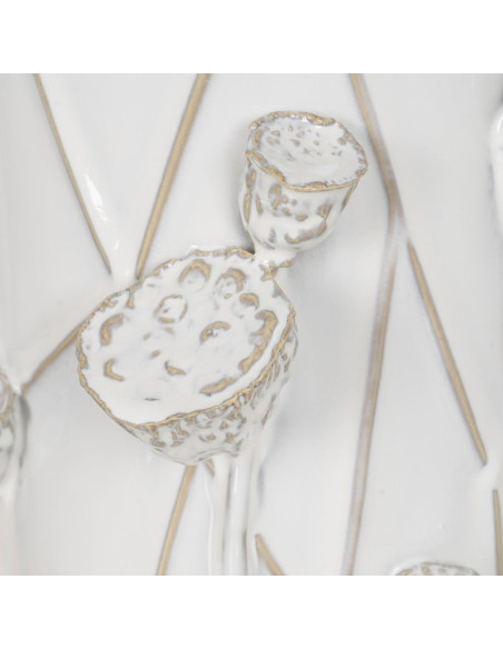 Grand Vase XXL design floral sculptural Cylindrique H 41 cm Céramique Blanc Nyméria 