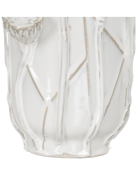 Grand Vase XXL design floral sculptural Cylindrique H 41 cm Céramique Blanc Nyméria 