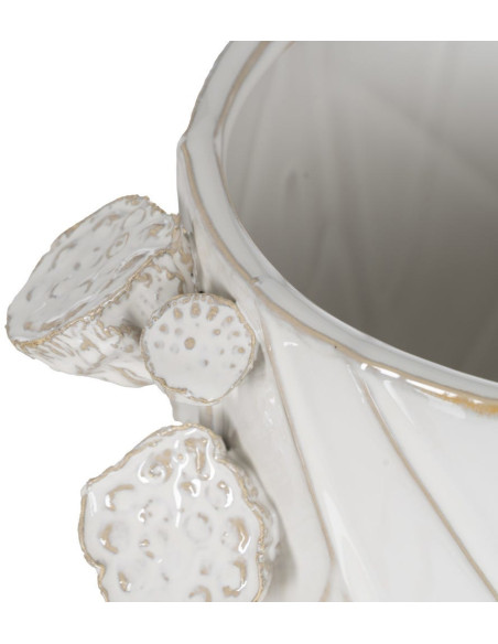 Vase design floral sculptural Cylindrique H 28 cm Céramique Blanc Nyméria 