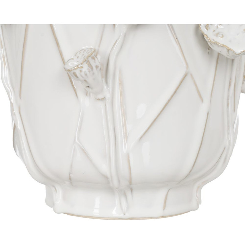 Vase design floral sculptural Cylindrique H 28 cm Céramique Blanc Nyméria 