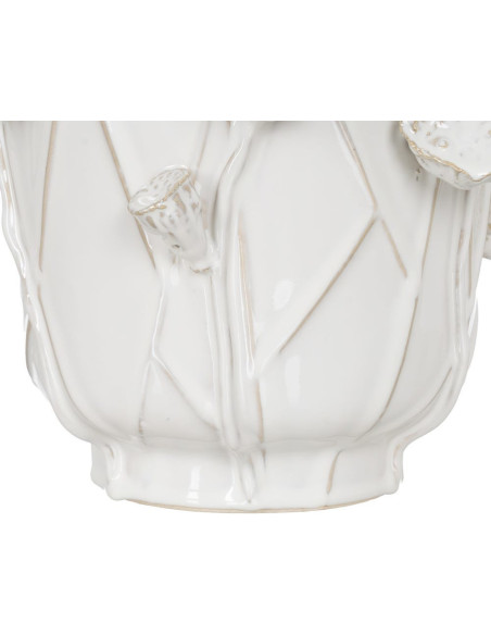 Vase design floral sculptural Cylindrique H 28 cm Céramique Blanc Nyméria 