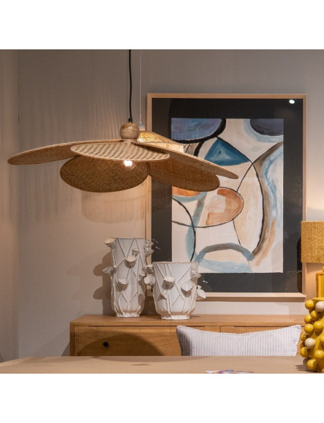 Vase design floral sculptural Cylindrique H 28 cm Céramique Blanc Nyméria 