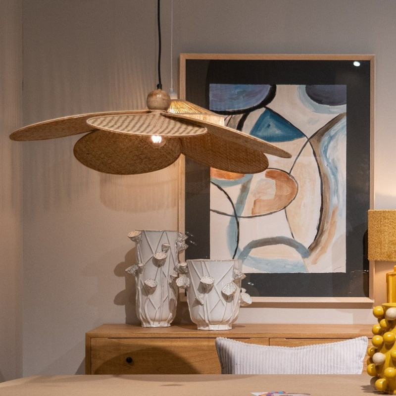 Vase design floral sculptural Cylindrique H 28 cm Céramique Blanc Nyméria 