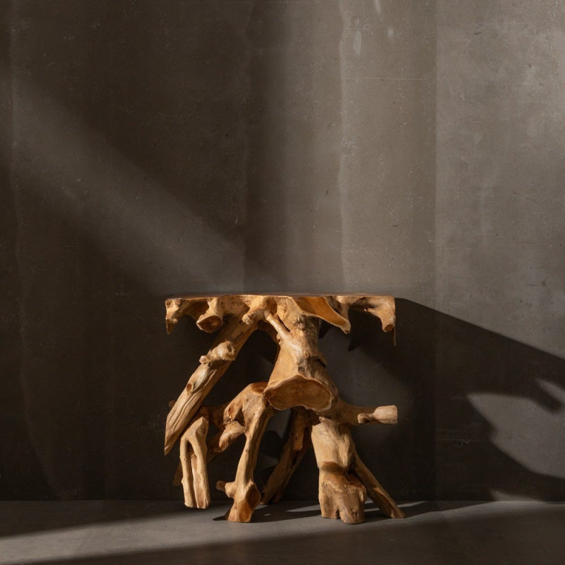 Console design Racine Organique 80 cm Bois de teck Naturel Racoro 