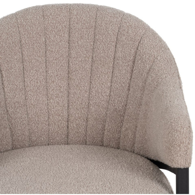 Lot de 2 Chaises modernes bouclette avec accoudoirs Tissu Beige Métal Noir Elvéro 