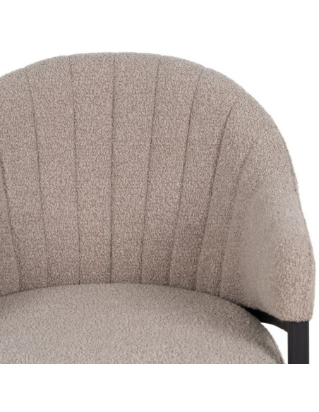 Lot de 2 Chaises modernes bouclette avec accoudoirs Tissu Beige Métal Noir Elvéro 