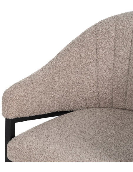 Lot de 2 Chaises modernes bouclette avec accoudoirs Tissu Beige Métal Noir Elvéro 