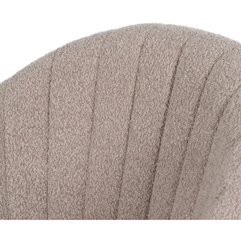 Lot de 2 Chaises modernes bouclette avec accoudoirs Tissu Beige Métal Noir Elvéro 