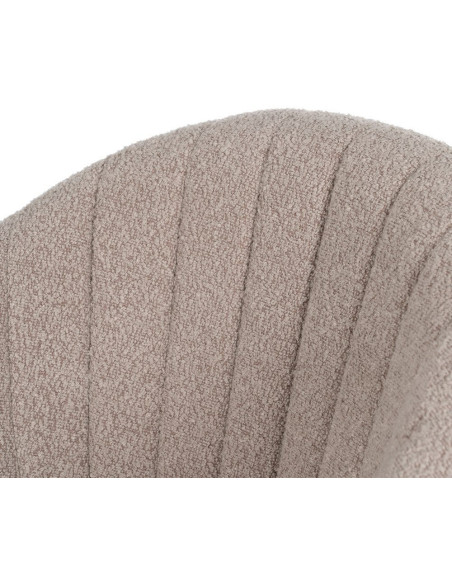 Lot de 2 Chaises modernes bouclette avec accoudoirs Tissu Beige Métal Noir Elvéro 