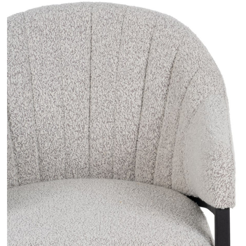 Lot de 2 Chaises modernes bouclette avec accoudoirs Tissu Gris Métal Noir Elvéro 