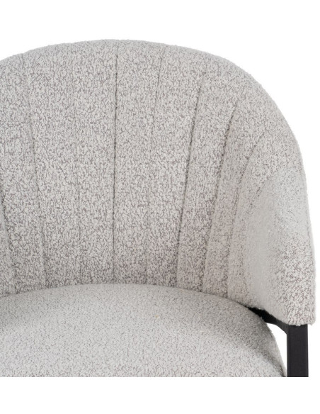 Lot de 2 Chaises modernes bouclette avec accoudoirs Tissu Gris Métal Noir Elvéro 