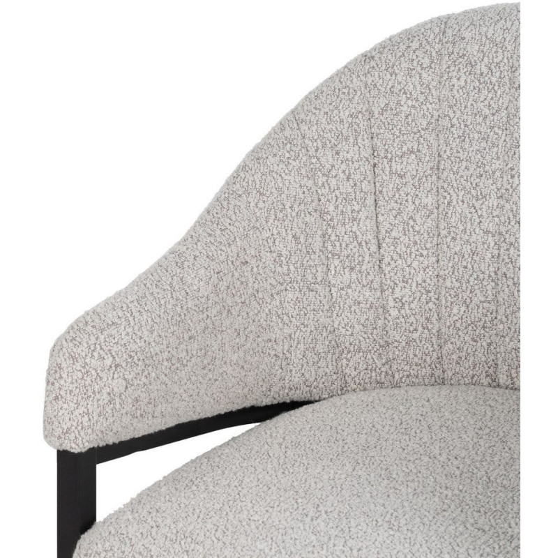 Lot de 2 Chaises modernes bouclette avec accoudoirs Tissu Gris Métal Noir Elvéro 