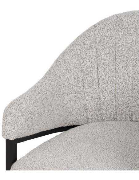 Lot de 2 Chaises modernes bouclette avec accoudoirs Tissu Gris Métal Noir Elvéro 