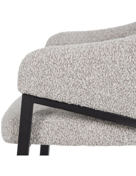 Lot de 2 Chaises modernes bouclette avec accoudoirs Tissu Gris Métal Noir Elvéro 