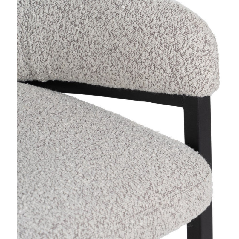 Lot de 2 Chaises modernes bouclette avec accoudoirs Tissu Gris Métal Noir Elvéro 