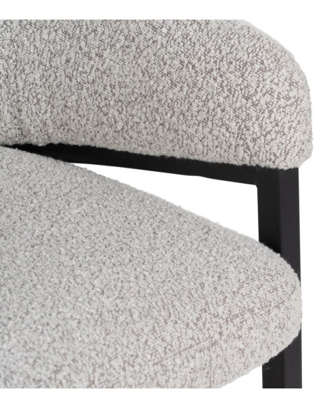 Lot de 2 Chaises modernes bouclette avec accoudoirs Tissu Gris Métal Noir Elvéro 