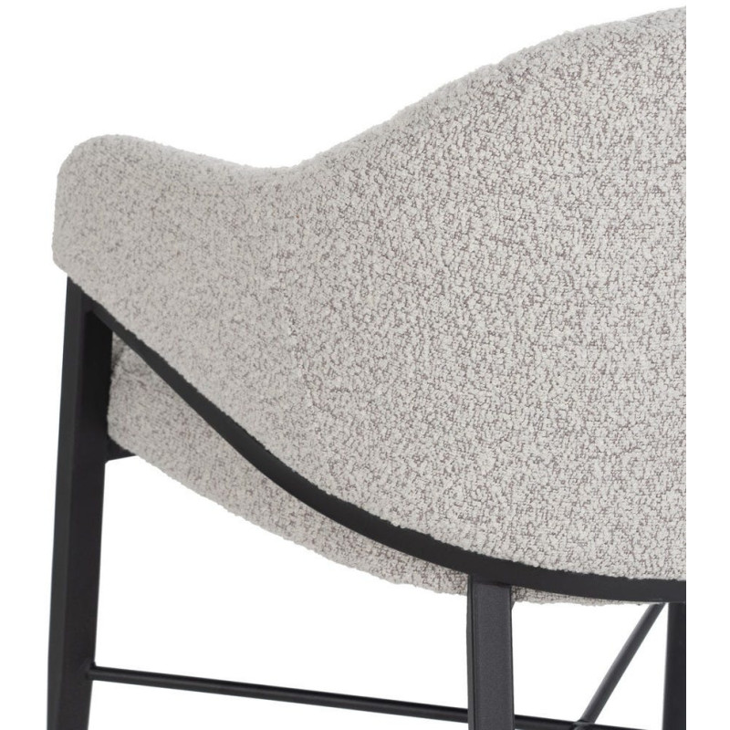 Lot de 2 Chaises modernes bouclette avec accoudoirs Tissu Gris Métal Noir Elvéro 