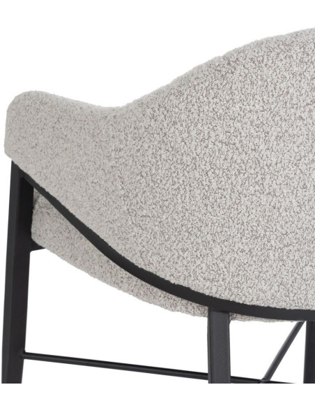 Lot de 2 Chaises modernes bouclette avec accoudoirs Tissu Gris Métal Noir Elvéro 