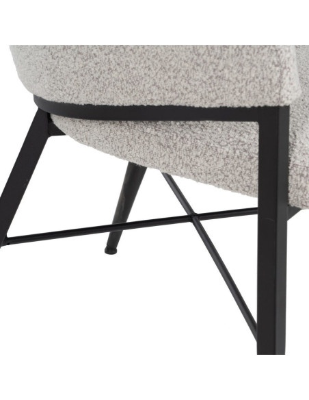Lot de 2 Chaises modernes bouclette avec accoudoirs Tissu Gris Métal Noir Elvéro 