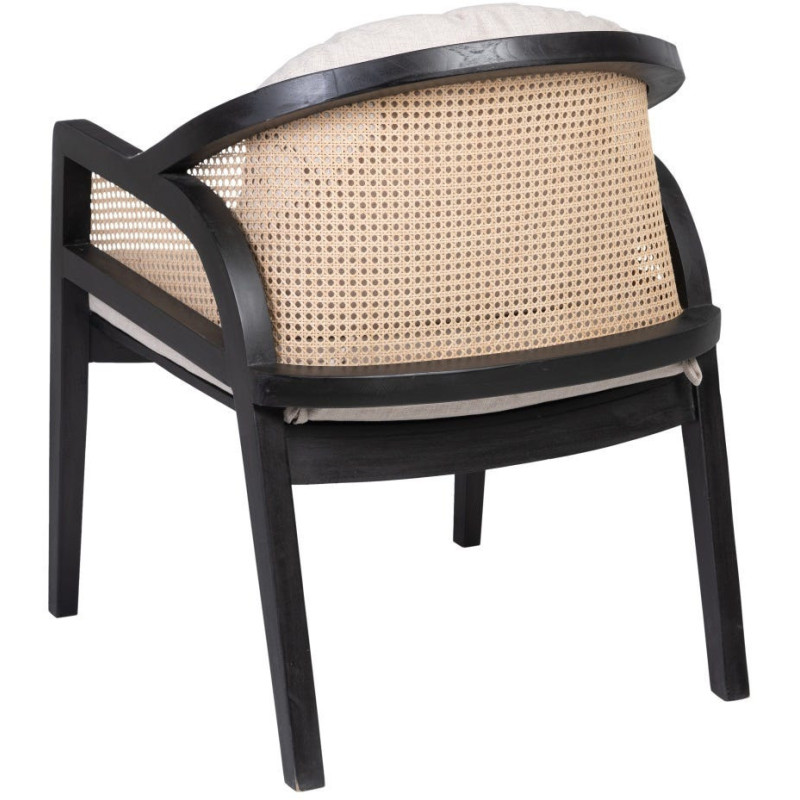 Fauteuil cannage style colonial contemporain Bois de teck Noir Rotin Naturel Navério 