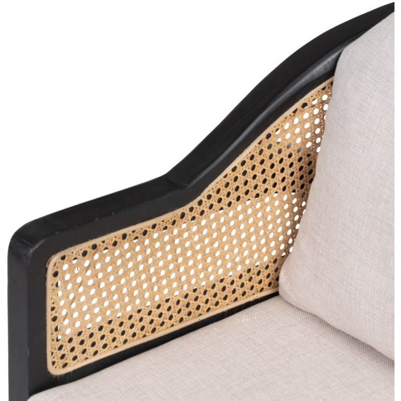 Fauteuil cannage style colonial contemporain Bois de teck Noir Rotin Naturel Navério 