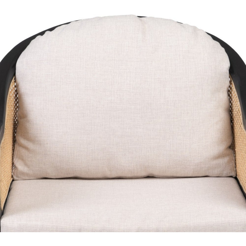 Fauteuil cannage style colonial contemporain Bois de teck Noir Rotin Naturel Navério 