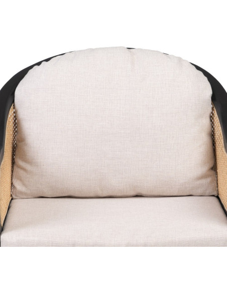 Fauteuil cannage style colonial contemporain Bois de teck Noir Rotin Naturel Navério 