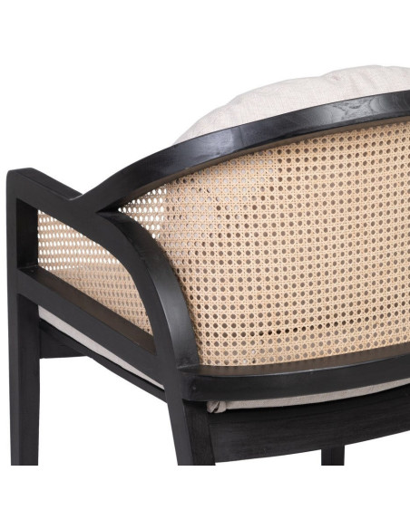 Fauteuil cannage style colonial contemporain Bois de teck Noir Rotin Naturel Navério 