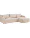 Canapé d'angle style bord de mer chic 4 places 249 cm Tissu Beige Bois de pin Bois de chêne Costarello 