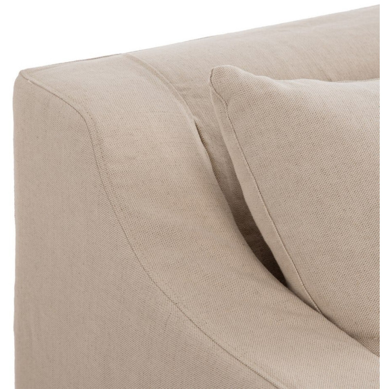 Canapé d'angle style bord de mer chic 4 places 249 cm Tissu Beige Bois de pin Bois de chêne Costarello 