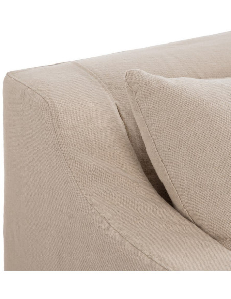 Canapé d'angle style bord de mer chic 4 places 249 cm Tissu Beige Bois de pin Bois de chêne Costarello 