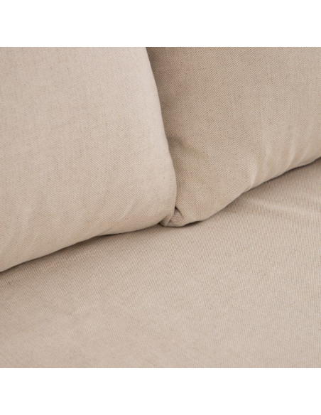 Canapé d'angle style bord de mer chic 4 places 249 cm Tissu Beige Bois de pin Bois de chêne Costarello 