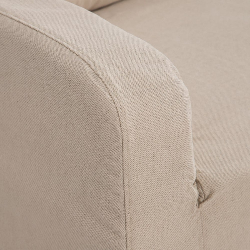 Canapé d'angle style bord de mer chic 4 places 249 cm Tissu Beige Bois de pin Bois de chêne Costarello 