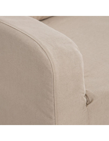 Canapé d'angle style bord de mer chic 4 places 249 cm Tissu Beige Bois de pin Bois de chêne Costarello 