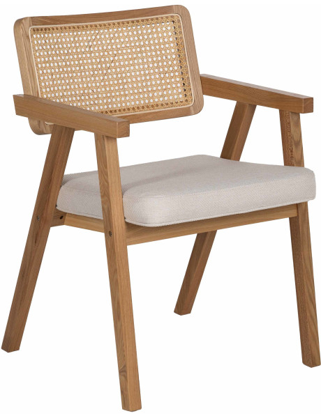Lot de 2 Chaises scandinaves esprit Japandi Rotin Naturel Bois de hêtre Alnema 