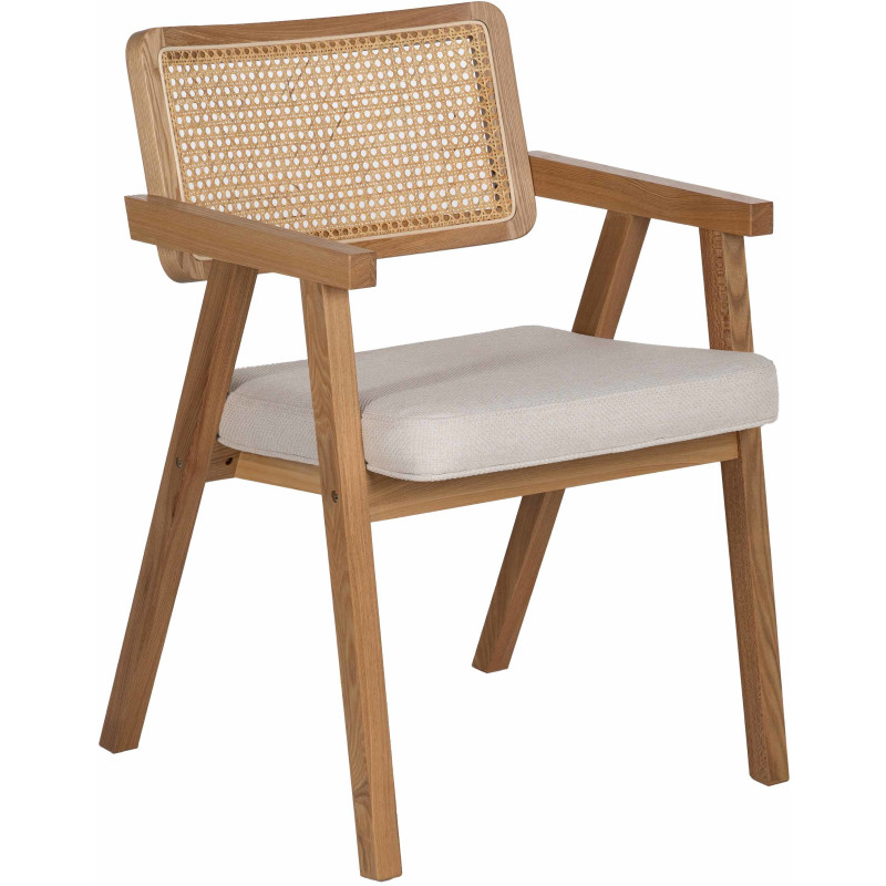Lot de 2 Chaises scandinaves esprit Japandi Rotin Naturel Bois de hêtre Alnema 