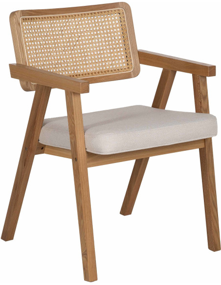 Lot de 2 Chaises scandinaves esprit Japandi Rotin Naturel Bois de hêtre Alnema 