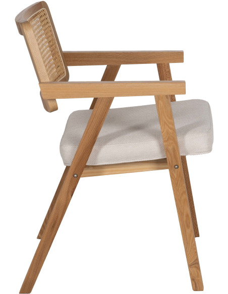 Lot de 2 Chaises scandinaves esprit Japandi Rotin Naturel Bois de hêtre Alnema 
