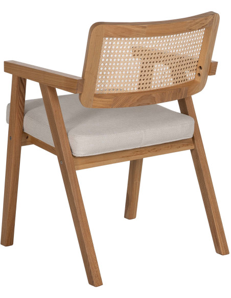 Lot de 2 Chaises scandinaves esprit Japandi Rotin Naturel Bois de hêtre Alnema 