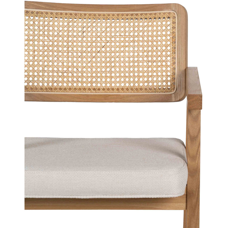Lot de 2 Chaises scandinaves esprit Japandi Rotin Naturel Bois de hêtre Alnema 