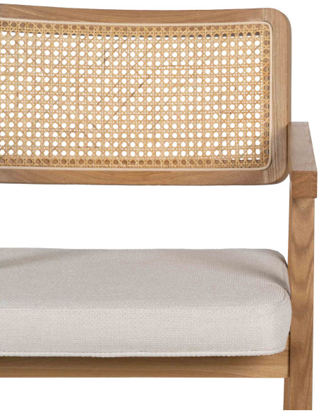 Lot de 2 Chaises scandinaves esprit Japandi Rotin Naturel Bois de hêtre Alnema 