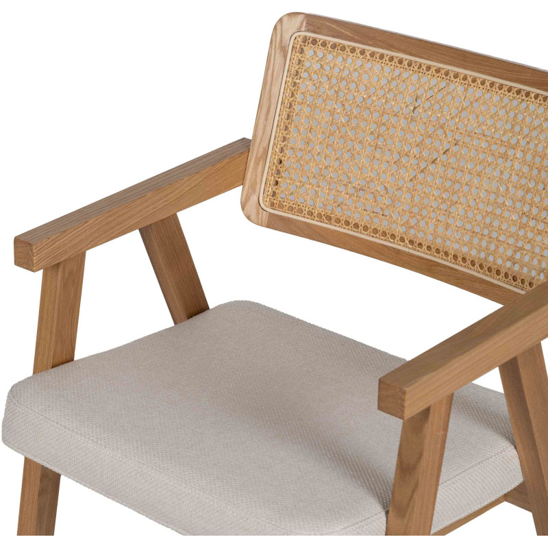 Lot de 2 Chaises scandinaves esprit Japandi Rotin Naturel Bois de hêtre Alnema 