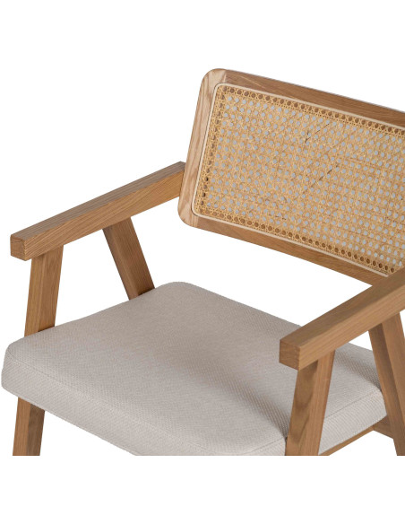Lot de 2 Chaises scandinaves esprit Japandi Rotin Naturel Bois de hêtre Alnema 
