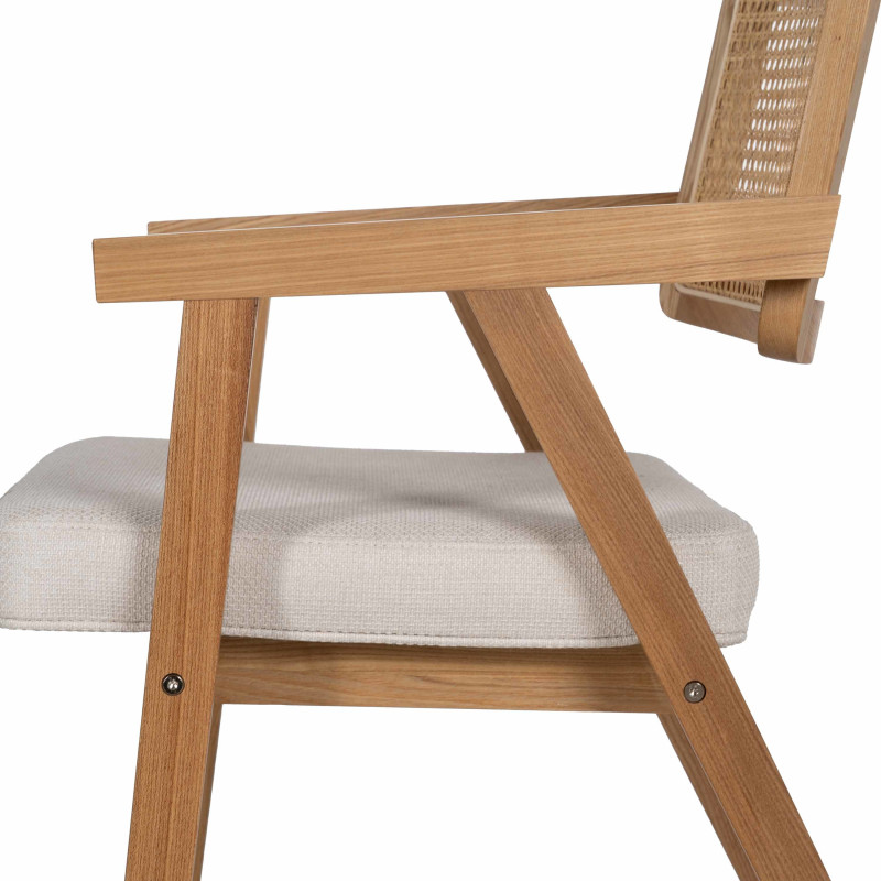 Lot de 2 Chaises scandinaves esprit Japandi Rotin Naturel Bois de hêtre Alnema 