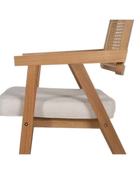 Lot de 2 Chaises scandinaves esprit Japandi Rotin Naturel Bois de hêtre Alnema 